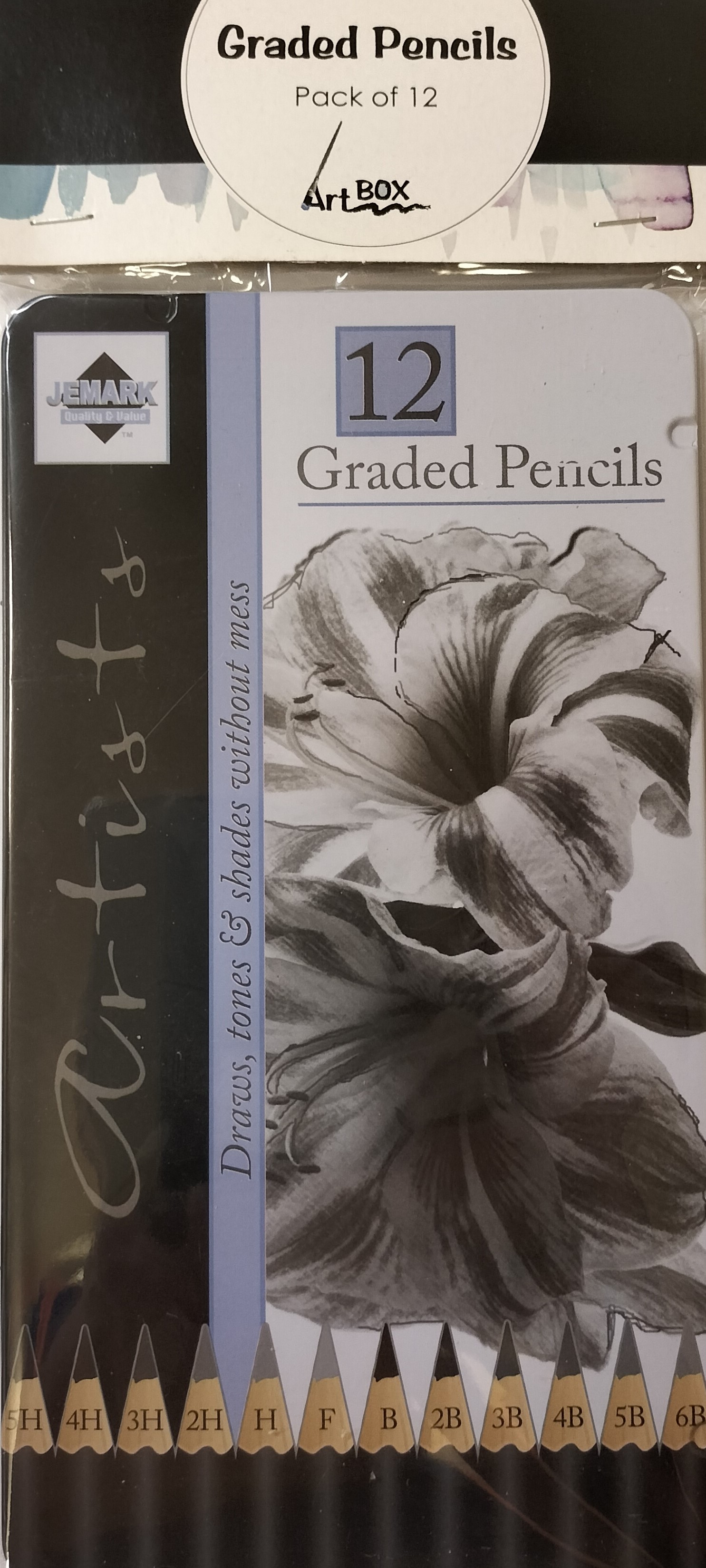 Graded Artists Pencils 5H,4H,3H,2H,H,F,B,2B,3B,4B,5B,6B Tin12